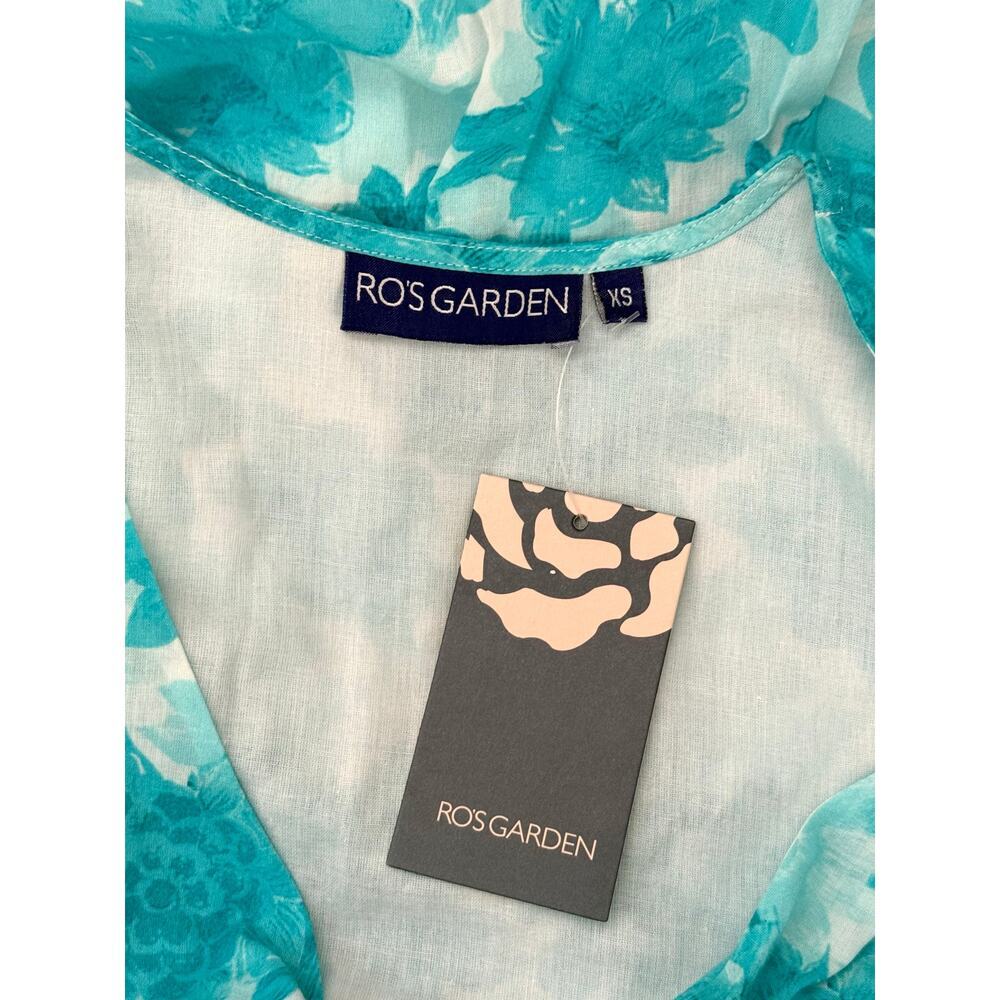 NWT Ro's Garden Angela Maxi Coastal Floral Resort Dress Blue Aqua Messina XS - Picture 4 of 4